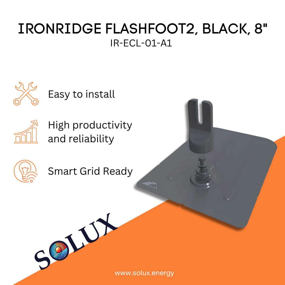 This is an image of Ironridge FlashFoot2 Black Narrow 8" Mount